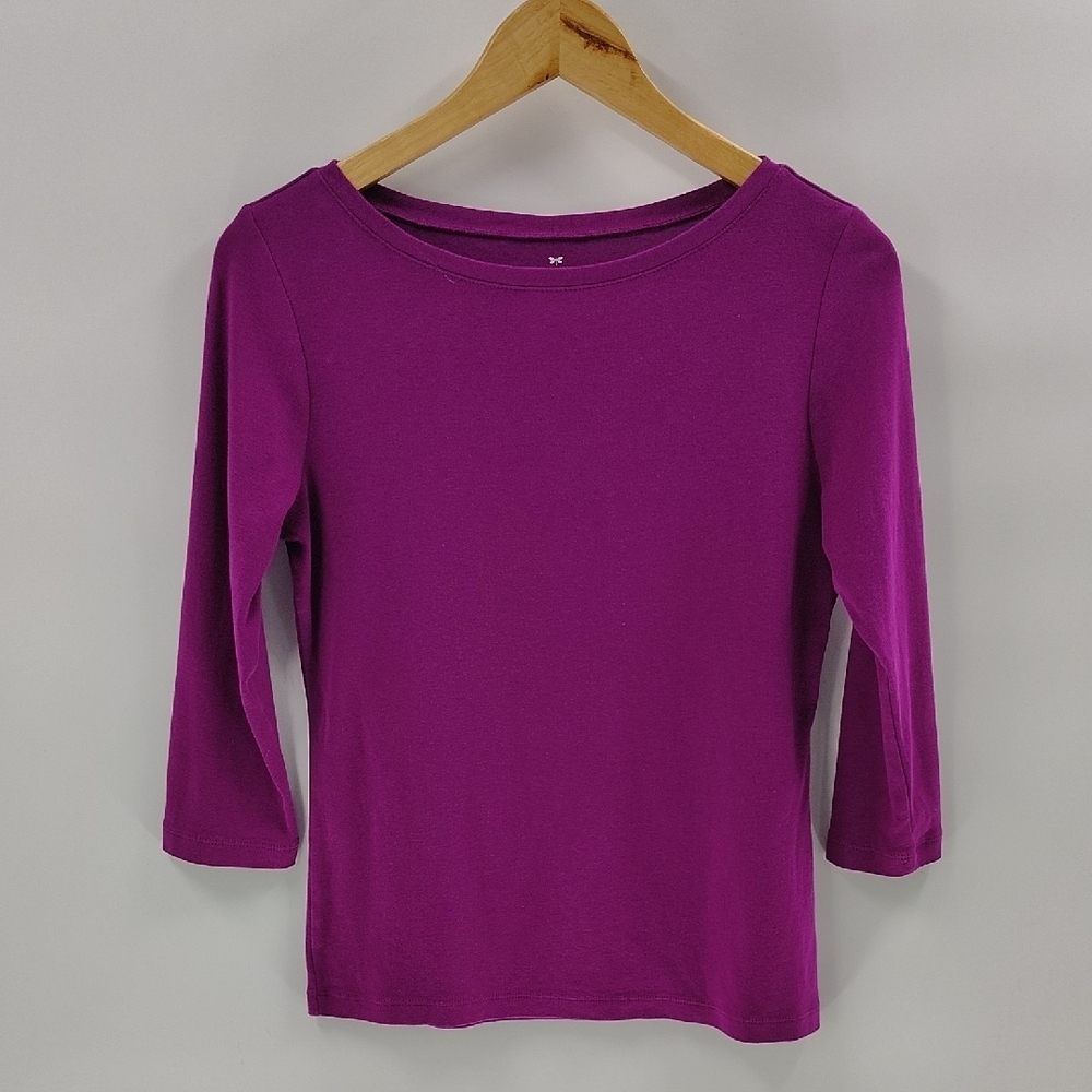 Talbots Women's Basic Tee Size Small Magenta 3/4 Sleeve